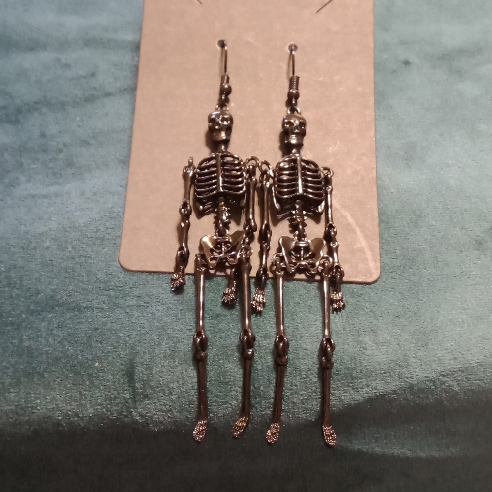 Black Dangling Skeleton Earrings
